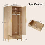 Armoire penderie 2 portes 1 tiroir