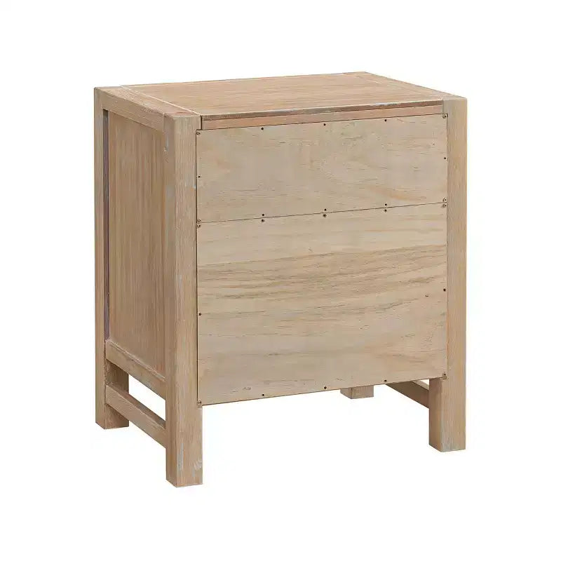Table de chevet en bois à 2 tiroirs avec quincaillerie en bronze huilé